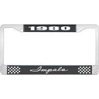 1980 IMPALA BLACK AND CHROME LICENSE PLATE FRAME WITH WHITE