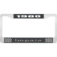 1980 IMPALA BLACK AND CHROME LICENSE PLATE FRAME WITH WHITE