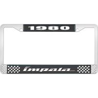 1980 IMPALA BLACK AND CHROME LICENSE PLATE FRAME WITH WHITE