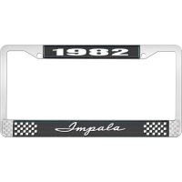 1982 IMPALA BLACK AND CHROME LICENSE PLATE FRAME WITH WHITE