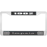 1982 IMPALA BLACK AND CHROME LICENSE PLATE FRAME WITH WHITE