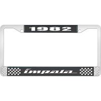 1982 IMPALA BLACK AND CHROME LICENSE PLATE FRAME WITH WHITE