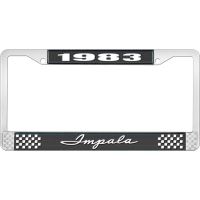 1983 IMPALA BLACK AND CHROME LICENSE PLATE FRAME WITH WHITE