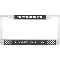 1983 IMPALA BLACK AND CHROME LICENSE PLATE FRAME WITH WHITE