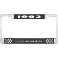 1983 IMPALA BLACK AND CHROME LICENSE PLATE FRAME WITH WHITE