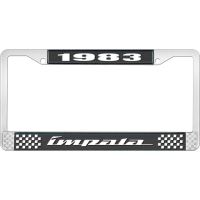 1983 IMPALA BLACK AND CHROME LICENSE PLATE FRAME WITH WHITE