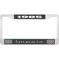 1985 IMPALA BLACK AND CHROME LICENSE PLATE FRAME WITH WHITE