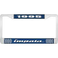 1995 IMPALA  BLUE AND CHROME LICENSE PLATE FRAME WITH WHITE