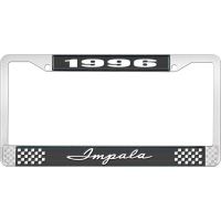 1996 IMPALA BLACK AND CHROME LICENSE PLATE FRAME WITH WHITE