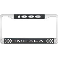 1996 IMPALA BLACK AND CHROME LICENSE PLATE FRAME WITH WHITE