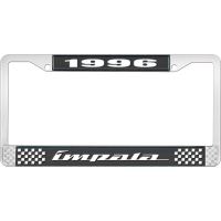 1996 IMPALA BLACK AND CHROME LICENSE PLATE FRAME WITH WHITE