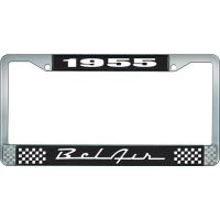 1955 BEL AIR BLACK AND CHROME LICENSE PLATE FRAME WITH WHITE