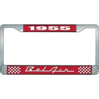 1955 BEL AIR RED AND CHROME LICENSE PLATE FRAME WITH WHITE L