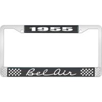 1955 BEL AIR BLACK AND CHROME LICENSE PLATE FRAME WITH WHITE