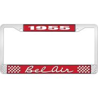 1955 BEL AIR RED AND CHROME LICENSE PLATE FRAME WITH WHITE L