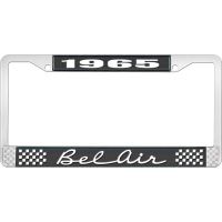 1965 BEL AIR  BLACK AND CHROME LICENSE PLATE FRAME WITH WHIT