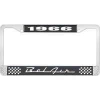 1966 BEL AIR  BLACK AND CHROME LICENSE PLATE FRAME WITH WHIT