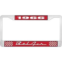 1966 BEL AIR RED AND CHROME LICENSE PLATE FRAME WITH WHITE L