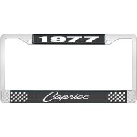 1977 CAPRICE BLACK AND CHROME LICENSE PLATE FRAME WITH WHITE