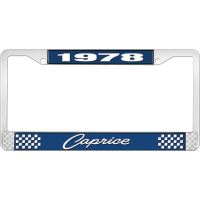 1978 CAPRICE BLUE AND CHROME LICENSE PLATE FRAME WITH WHITE