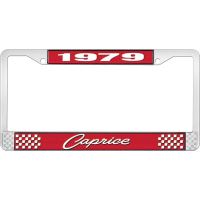 1979 CAPRICE RED AND CHROME LICENSE PLATE FRAME WITH WHITE L