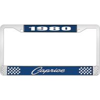 1980 CAPRICE BLUE AND CHROME LICENSE PLATE FRAME WITH WHITE
