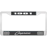 1981 CAPRICE BLACK AND CHROME LICENSE PLATE FRAME WITH WHITE