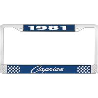 1981 CAPRICE BLUE AND CHROME LICENSE PLATE FRAME WITH WHITE