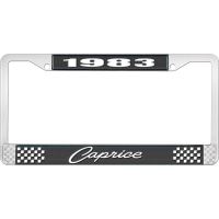 1983 CAPRICE BLACK AND CHROME LICENSE PLATE FRAME WITH WHITE