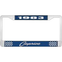 1983 CAPRICE BLUE AND CHROME LICENSE PLATE FRAME WITH WHITE