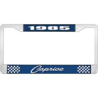 1985 CAPRICE BLUE AND CHROME LICENSE PLATE FRAME WITH WHITE