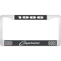 1986 CAPRICE BLACK AND CHROME LICENSE PLATE FRAME WITH WHITE