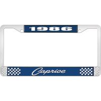 1986 CAPRICE BLUE AND CHROME LICENSE PLATE FRAME WITH WHITE