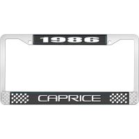 1986 CAPRICE BLACK AND CHROME LICENSE PLATE FRAME WITH WHITE