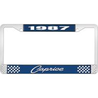 1987 CAPRICE BLUE AND CHROME LICENSE PLATE FRAME WITH WHITE