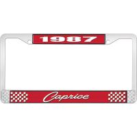 1987 CAPRICE RED AND CHROME LICENSE PLATE FRAME WITH WHITE L