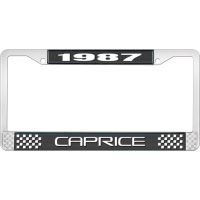 1987 CAPRICE BLACK AND CHROME LICENSE PLATE FRAME WITH WHITE