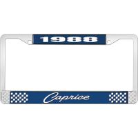 1988 CAPRICE BLUE AND CHROME LICENSE PLATE FRAME WITH WHITE