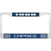 1988 CAPRICE BLUE AND CHROME LICENSE PLATE FRAME WITH WHITE