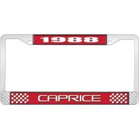 1988 CAPRICE RED AND CHROME LICENSE PLATE FRAME WITH WHITE L