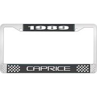 1989 CAPRICE BLACK AND CHROME LICENSE PLATE FRAME WITH WHITE