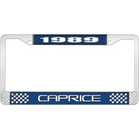 1989 CAPRICE BLUE AND CHROME LICENSE PLATE FRAME WITH WHITE