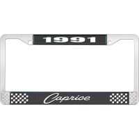 1991 CAPRICE BLACK AND CHROME LICENSE PLATE FRAME WITH WHITE