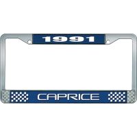 1991 CAPRICE BLUE AND CHROME LICENSE PLATE FRAME WITH WHITE
