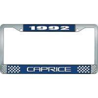 1992 CAPRICE BLUE AND CHROME LICENSE PLATE FRAME WITH WHITE
