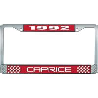 1992 CAPRICE RED AND CHROME LICENSE PLATE FRAME WITH WHITE L