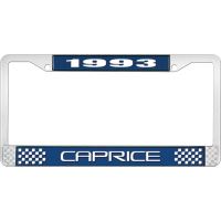 1993 CAPRICE BLUE AND CHROME LICENSE PLATE FRAME WITH WHITE