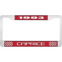 1993 CAPRICE RED AND CHROME LICENSE PLATE FRAME WITH WHITE L