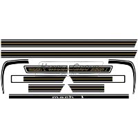 1969 Mustang Mach 1, Side and Trunk Stripe Kit, Black Reflec