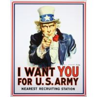 Plaatstalen bord / Uncle Sam I want you